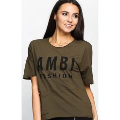 Bluzki, topy, tuniki: Khaki T-shirt Ambitiousness