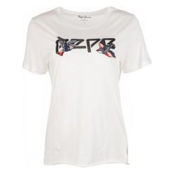 Pepe Jeans T-Shirt Damski Diana S, Kremowy. Białe koszulki damskie Pepe Jeans, s, z haftami, z jeansu, bez kołnierzyka. W wyprzedaży za 139,00 zł.