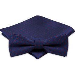 Modna Mucha Męska - Alties - Granat w Drobny Groszek MUALTS0257. Niebieskie muszki męskie Alties, na imprezę, w paski, eleganckie. Za 39,00 zł.
