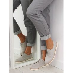 Mokasyny damskie sznurowane szare T297 GREY. Szare mokasyny damskie obuwie damskie, z zamszu, klasyczne. Za 76,20 zł.