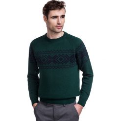 Sweter LEONE SWZR000335. Pomarańczowe swetry męskie Giacomo Conti, na zimę, m, bez wzorów, z wełny, z okrągłym kołnierzem, bez kaptura. Za 299,00 zł.