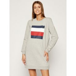Sukienka dzianinowa TOMMY HILFIGER Cora WW0WW25205. Szare sukienki damskie TOMMY HILFIGER, xs, bez wzorów, z bawełny, bez kołnierzyka, bez rękawów. W wyprzedaży za 299,00 zł.
