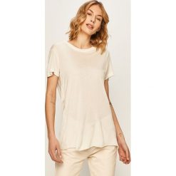 Answear - T-shirt. Białe bluzki damskie ANSWEAR, s, bez wzorów, z wiskozy, casualowe, z okrągłym kołnierzem. W wyprzedaży za 59,90 zł.