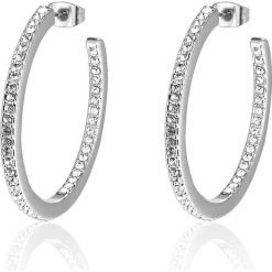 Kolczyki-półkreole z kryształkami Swarovski. Szare kolczyki damskie marki Biżuteria z kryształkami Swarovski, z kryształem. W wyprzedaży za 68,95 zł.