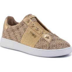 Sneakersy GUESS - Rush2 FL5RS2 FAL12 BEIGE/BROWN. Żółte półbuty damskie Guess, ze skóry ekologicznej. Za 449,00 zł.