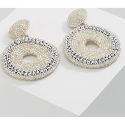 Kolczyki damskie: Kenneth Jay Lane SEEDBEAD CIRCLE DROP Kolczyki silvercoloured