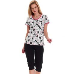 Piżamy damskie: Piżama w kolorze czarno-białym - t-shirt, spodnie