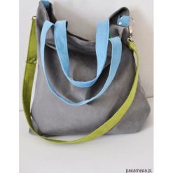 Torebki klasyczne damskie: Torba hobo XXL- szary, limonka,błękit