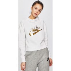 Nike - Bluza. Białe bluzy damskie Nike, s, z nadrukiem, z bawełny, bez rękawów, z kapturem. Za 319,90 zł.