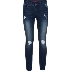 Dżinsy SKINNY bonprix ciemny denim. Niebieskie jeansy damskie bonprix, z denimu. Za 54,99 zł.