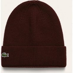 Lacoste - Czapka. Brązowe czapki męskie Lacoste, na zimę, bez wzorów, z dzianiny. W wyprzedaży za 119,90 zł.