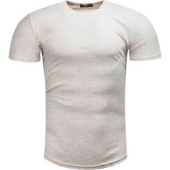 Koszulka męska t-shirt gładki beżowy Recea. Brązowe koszulki męskie Recea, s, bez wzorów, z bawełny, klasyczne, z klasycznym kołnierzykiem. Za 17,99 zł.