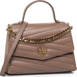 Torebka TORY BURCH - Kira Chevron Top-Handle Satchel 61674 Classic Taupe 294. Brązowe topy damskie Tory Burch, z aplikacjami, ze skóry, klasyczne, zdobione, bez dodatków. Za 2129,00 zł.