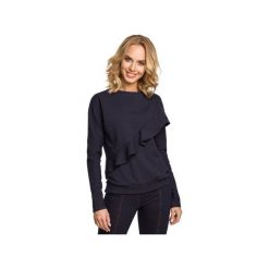 M331 Bluza z falbanką granatowa. Bluzy damskie Moe, s, bez wzorów, z elastanu, bez rękawów, bez kaptura. Za 119,00 zł.