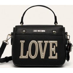 Love Moschino - Torebka. Czarne listonoszki damskie Love Moschino, w paski, ze skóry ekologicznej, na ramię, małe, bez dodatków. W wyprzedaży za 539,90 zł.