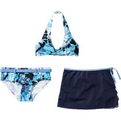 Spódniczki dziewczęce: Bikini+spódniczka dziewczęce (3 cz.) bonprix niebiesko-biały batikowy