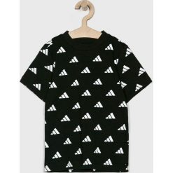Adidas Performance - T-shirt dziecięcy 110-176 cm. Czarne t-shirty chłopięce marki adidas Performance, bez wzorów, z bawełny, bez rękawów. Za 119,90 zł.