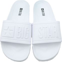 Klapki damskie BIG STAR DD274A268,Kolor biały. Białe klapki damskie BIG STAR, bez wzorów, bez obcasa. Za 59,99 zł.