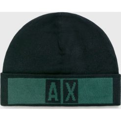 Armani Exchange - Czapka. Niebieskie czapki męskie Armani Exchange, bez wzorów, z bawełny. W wyprzedaży za 149,90 zł.