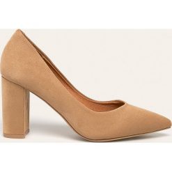Answear - Szpilki Janeway. Brązowe szpilki ANSWEAR, bez wzorów, z materiału, bez obcasa, na obcasie, bez zapięcia. Za 129,90 zł.