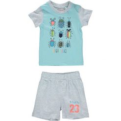 T-shirty chłopięce z krótkim rękawem: 2-częściowy zestaw w kolorze turkusowo-szarym