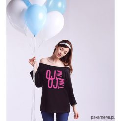 S-XXL Oj tam długi czarny Oversize. Czarne bluzki damskie Pakamera, s, z nadrukiem, bez kołnierzyka. Za 85,00 zł.