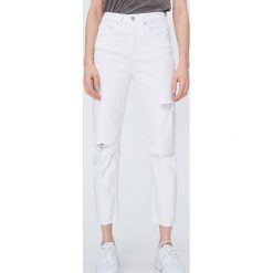 Jeansy slim fit z prostą nogawką - Biały. Białe jeansy damskie Sinsay, bez wzorów, z jeansu. Za 69,99 zł.
