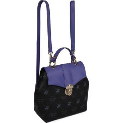 Plecak w kolorze czarno-fioletowym - 24 x 12 x 25 cm. Czarne plecaki damskie Beverly Hills Polo Club, bez wzorów, ze skóry. W wyprzedaży za 119,95 zł.
