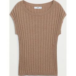Mango - T-shirt Monaco. Pomarańczowe bluzki damskie Mango, s, bez wzorów, z bawełny, z okrągłym kołnierzem. Za 79,90 zł.