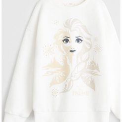 Mango Kids - Bluza dziecięca Elsa 110-152 cm. Białe bluzy dziewczęce Mango Kids, z nadrukiem, z bawełny, bez rękawów, bez kaptura. Za 89,90 zł.