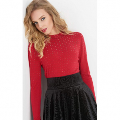 Dopasowany sweter z koralikami. Czerwone swetry rozpinane damskie Orsay, xs, z dzianiny. Za 89,99 zł.