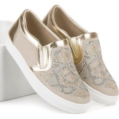 Buty dziecięce: ZŁOTE TRAMPKI SLIP ON American Club odcienie żółtego i złota American Club