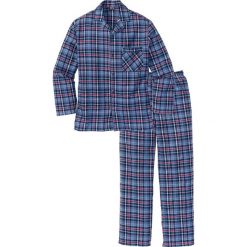 Piżama flanelowa bonprix niebieski w kratę. Czerwone piżamy męskie bonprix, s, bez wzorów, z bawełny, bez rękawów. Za 99,99 zł.
