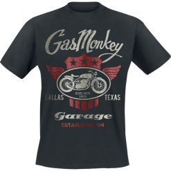 Gas Monkey Garage Muscle Motor T-Shirt czarny. Czarne koszulki męskie Gas Monkey Garage, xl, z nadrukiem, z okrągłym kołnierzem. Za 89,90 zł.