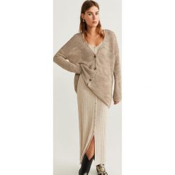 Mango - Kardigan. Szare swetry damskie Mango, s, bez wzorów, z bawełny, bez rękawów, długie, bez kaptura. Za 159,90 zł.