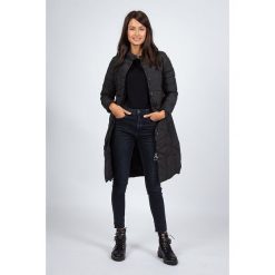 Płaszcz przejściowy w kolorze czarnym. Czarne kurtki damskie Snowie Collection, na zimę, xl, bez wzorów, długie, bez kaptura. W wyprzedaży za 175,95 zł.