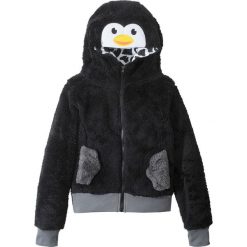 Bluza z polaru z motywem zwierzątka bonprix czarny Pingwin. Czarne bluzy dziewczęce bonprix, z aplikacjami, z polaru, bez rękawów, bez kaptura. Za 109,99 zł.