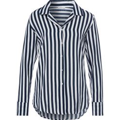 Bluzka w kolorze granatowo-białym. Niebieskie bluzki damskie Cross Jeans, m, w paski, z bawełny, z klasycznym kołnierzykiem, bez rękawów. W wyprzedaży za 79,95 zł.