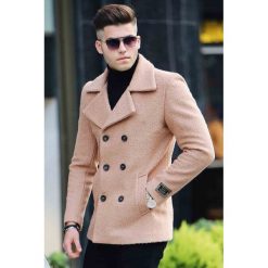 Płaszcz męski FELIX BEIGE. Brązowe płaszcze męskie Płaszcz męski FELIX BEIGE, s, bez wzorów, bez kaptura. W wyprzedaży za 259,00 zł.