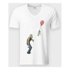 Koszulka męska v-neck Zombie with baloon. Koszulki męskie MegaKoszulki, m, bez wzorów, z bawełny, klasyczne, bez kołnierzyka, bez rękawów. Za 54,90 zł.