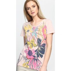 Bluzki asymetryczne: Różowy T-shirt Colourful Grafitti