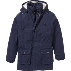 Parka ocieplana bonprix ciemnoniebieski. Niebieskie parki męskie bonprix, m, bez wzorów, bez kaptura. Za 189,99 zł.