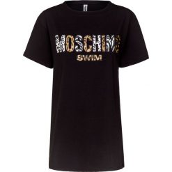 T-shirt MOSCHINO UNDERWEAR. Czarne bluzki damskie Moschino Underwear, z nadrukiem, z bawełny, z okrągłym kołnierzem, bez rękawów. W wyprzedaży za 297,00 zł.