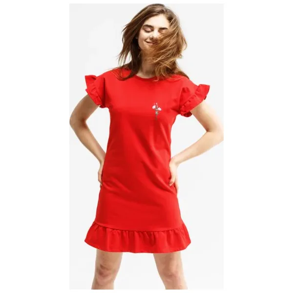 Feewear Sukienka Antofalla , czerwony, rozmiar XS. Czerwone sukienki damskie Feewear, s, z haftami, z bawełny, z falbankami, bez rękawów. W wyprzedaży za 39,99 zł.