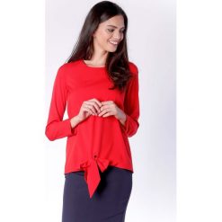 Wizytowa Czerwona Prosta Bluzka z Wiązaniem. Czerwone bluzki damskie marki Molly.pl, s, bez wzorów, eleganckie, bez kołnierzyka, bez rękawów. Za 139,90 zł.