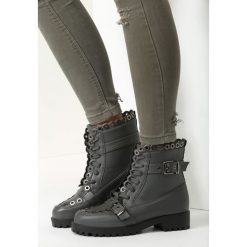 Buty zimowe damskie: Ciemnoszare Botki Stylish