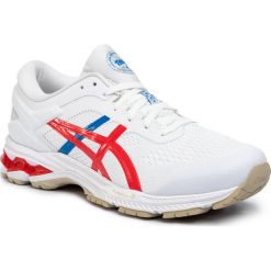 Buty ASICS - Gel-Kayano 26 1011A771 White/Classic Red 100/1. Białe buty sportowe męskie Asics, z tworzywa sztucznego, bez zapięcia, do biegania, asics gel kayano. Za 749,00 zł.