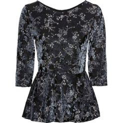 Shirt aksamitny w strukturalny wzór bonprix szary. Szare koszulki damskie bonprix, bez wzorów, bez kołnierzyka, bez rękawów. Za 59,99 zł.
