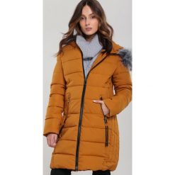Camelowa Kurtka Bridesburg. Brązowe kurtki damskie Renee, na zimę, s, bez wzorów, eleganckie, długie, z kapturem. Za 249,99 zł.