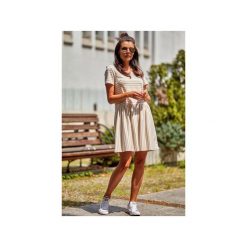 Sukienka C205. Czarne sukienki damskie Awama, s, w paski, z bawełny, bez kołnierzyka, z krótkim rękawem, krótkie, mini. Za 139,00 zł.